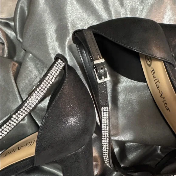 Bella Vita Aliette Black Rinestone Accents Heeled Dress Sandal - Women's 10 WW - Picture 9 of 14